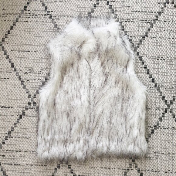 Nordstrom Faux Fur Vest White Black Longline Women's Luxurious Pockets Jacket S - Picture 4 of 11